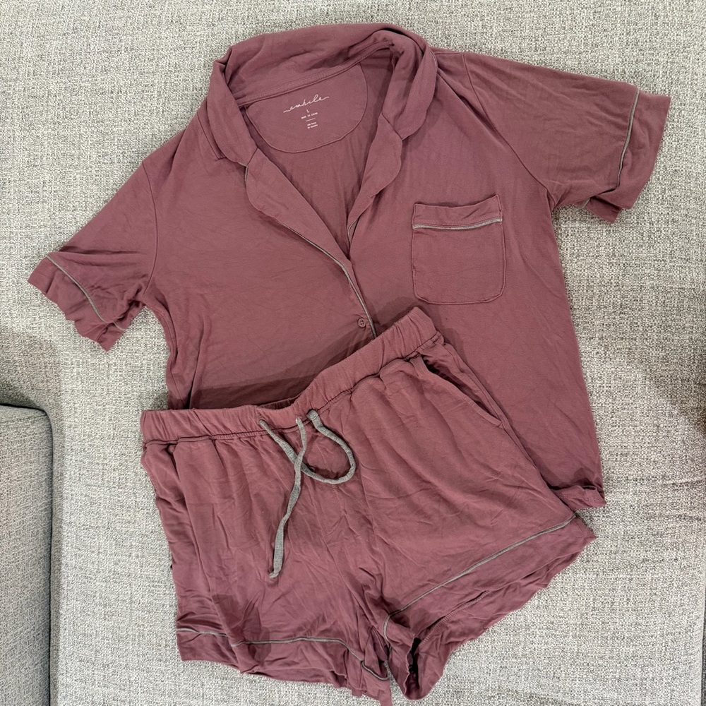 Aurora Sleep & Lounge Comfy Knit Short Sleeve and Short Pajama